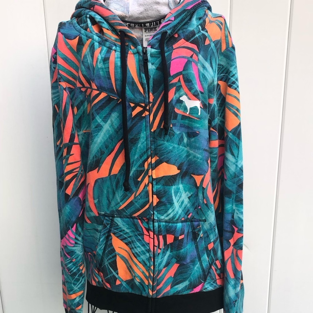 Victoria's Secret PINK Tropical Sweatshirt Size XS tropical floral zip up top​​​